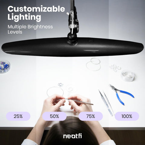 Sleek black finish enhances any nail studio or craft space.
