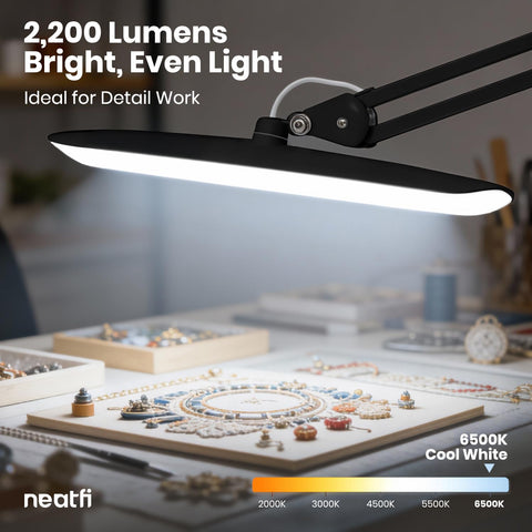 Clamp fits desks up to 2.5 inches thick for secure mounting.