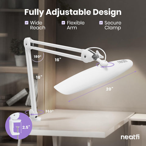 Neatfi XL no-flicker LED supports steady long sessions.