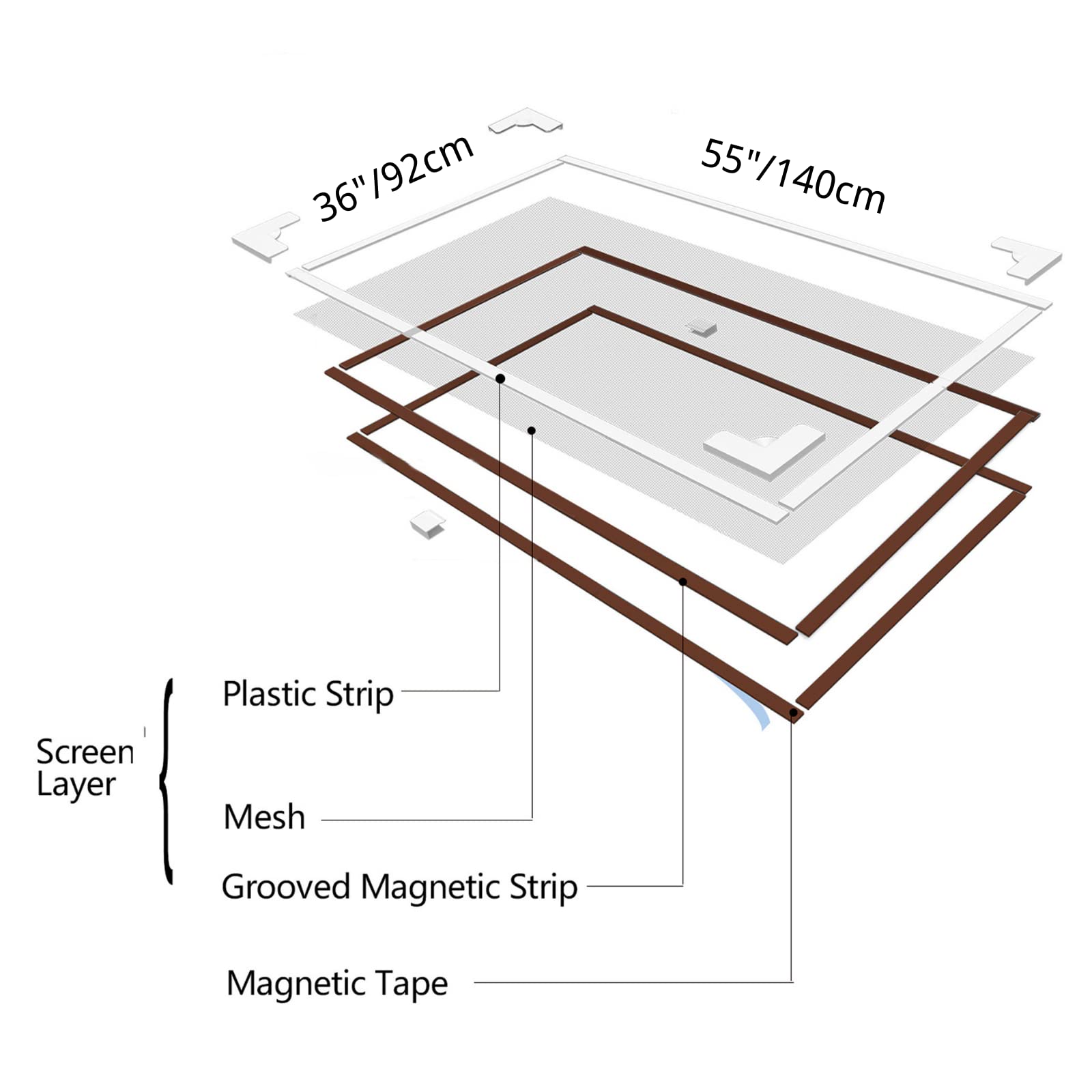NeatiEase 55in-h-36in-w size guide image showing precise fit for compact spaces