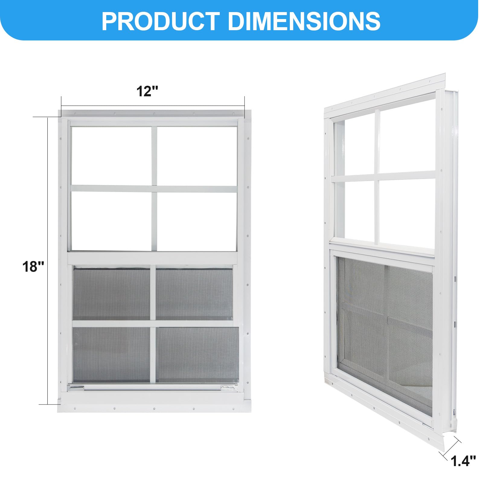 NeatiEase shed window with fiberglass screen for airflow while keeping bugs out.