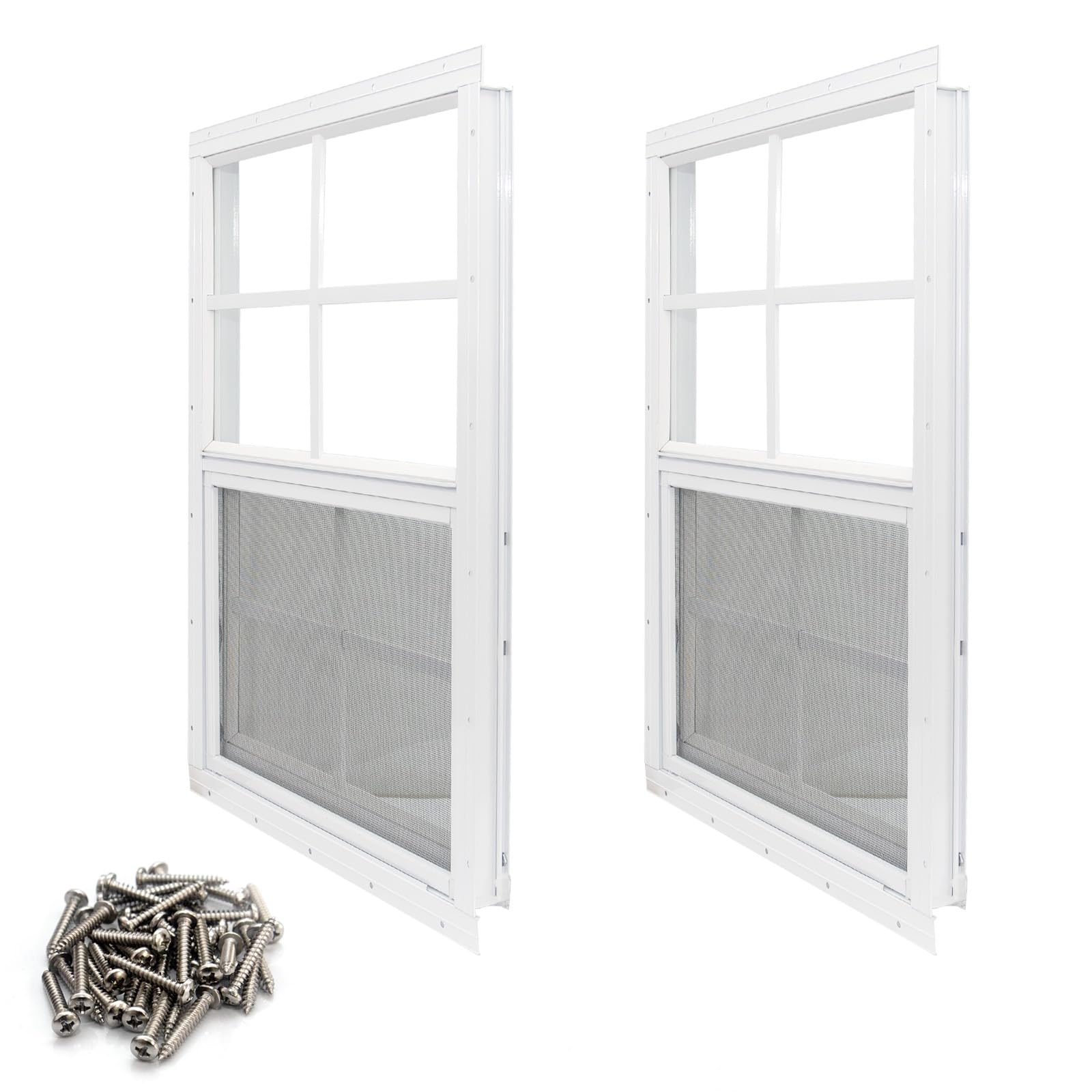 NeatiEase shed window with tempered glass for durable, wind-resistant ventilation.
