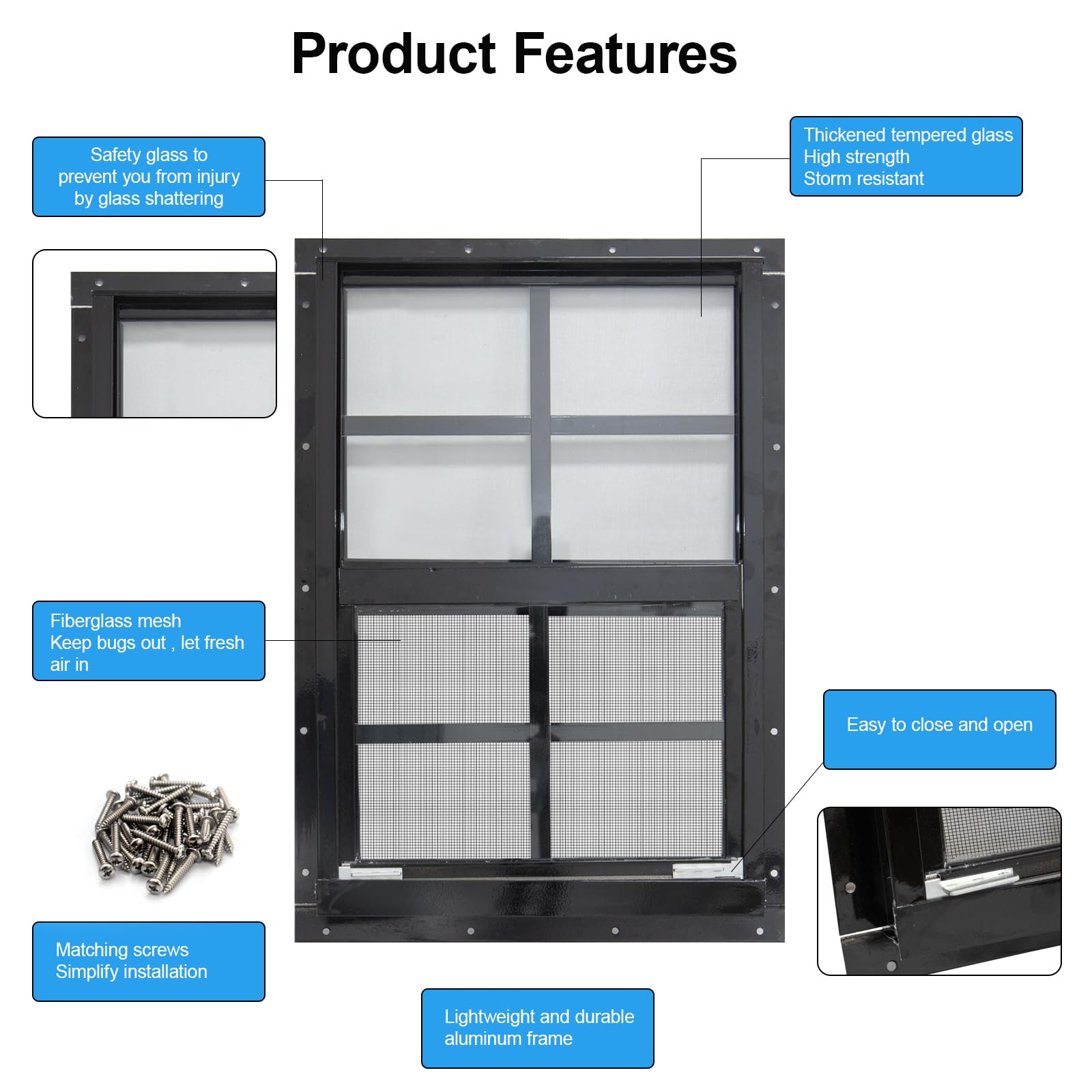 NeatiEase shed window illustrating airflow and daylight in a shed interior.