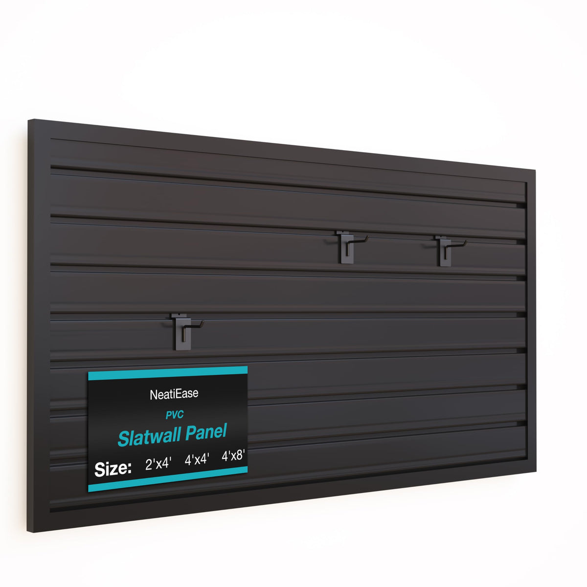 NeatiEase slatwall panel 2x4ft black for heavy-duty garage storage
