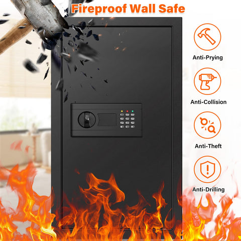 Nebakne hidden wall safe with two removable shelves for organized valuables.