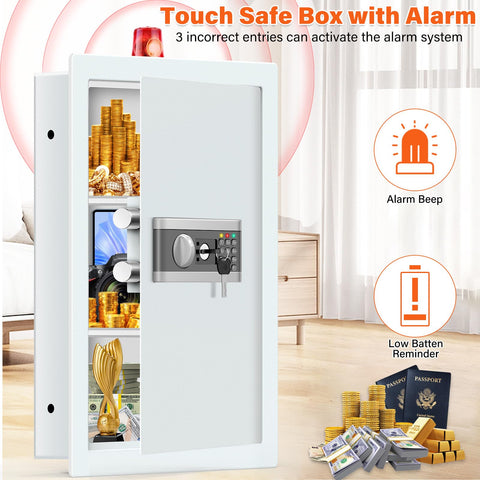 Nebakne white finish matches decor while protecting valuables.