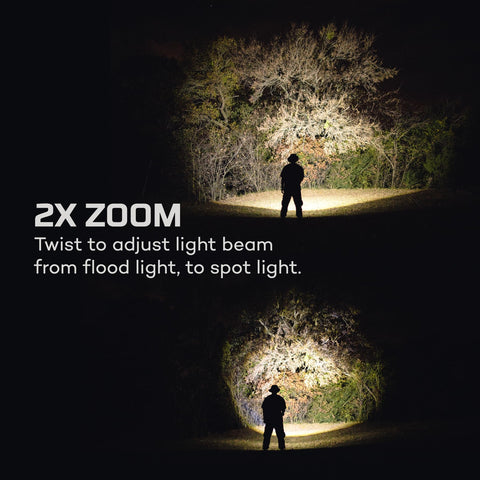 NEBO 12K Flashlight USB port shows on-the-go device charging capability.