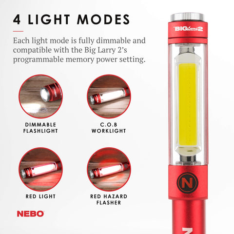 NEBO Big Larry 2 magnetic clip enables mounting on metal surfaces.
