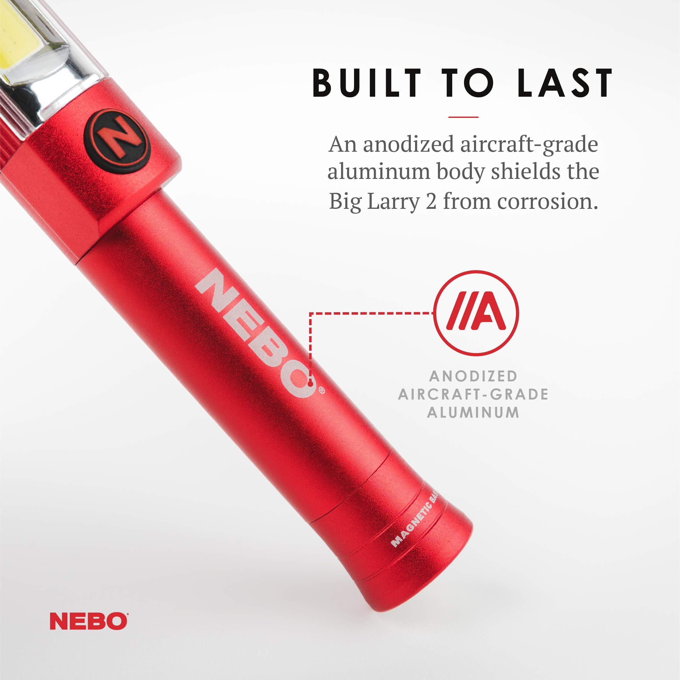 NEBO Big Larry 2 Red Task Light preserves night vision during night work.