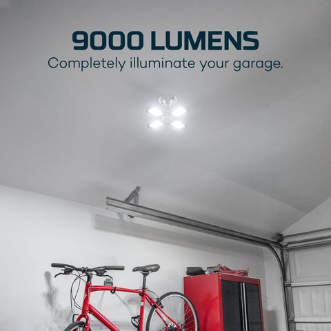 NEBO High Bright 9000 garage light panels angle demonstrates four-way adjustability for precise illumination