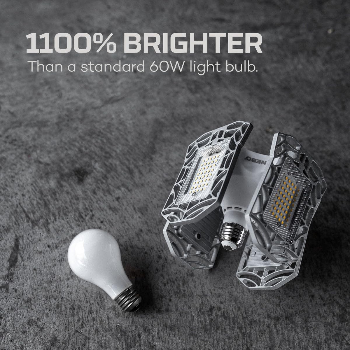NEBO High Bright 9000 installed via standard socket shows no rewiring required for quick setup