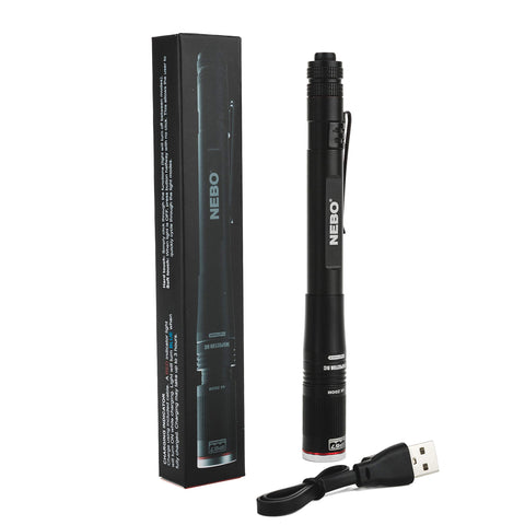 NEBO Inspector RC front view highlighting compact design and bright beam for precise tasks