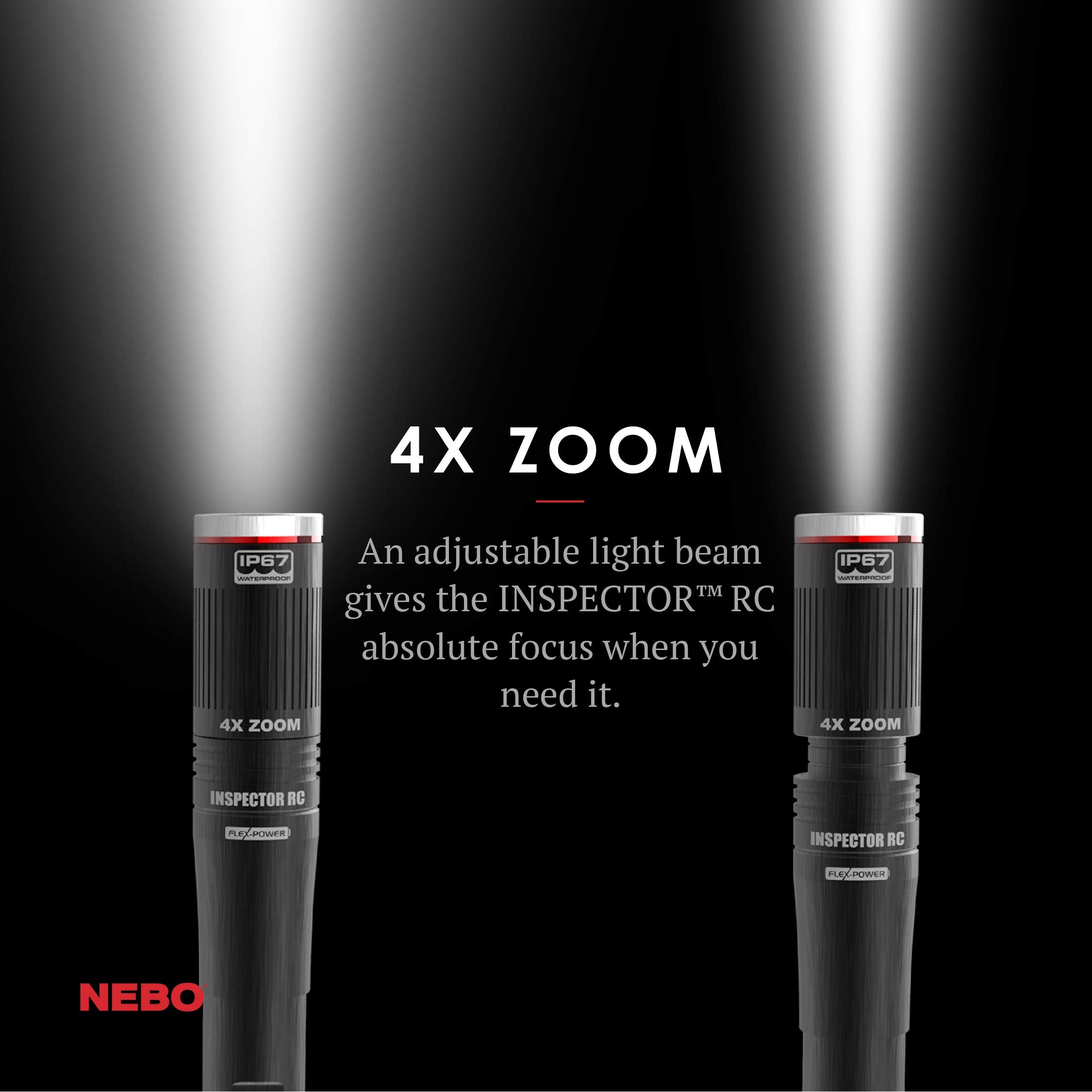 NEBO Inspector RC recharge port showcases micro-USB charging for fast power up