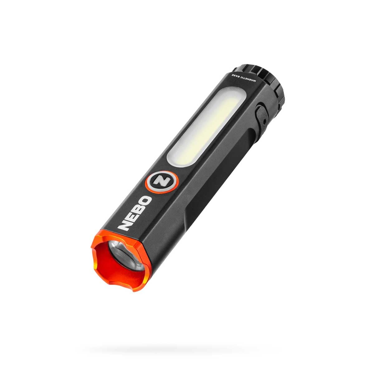 NEBO Mini Larry 500 flashlight front view, compact power for everyday carry.