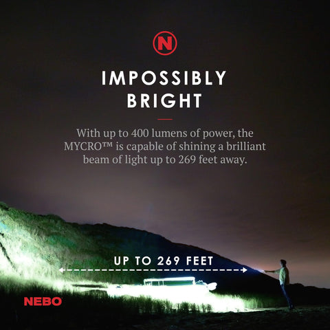 NEBO MYCRO turbo mode demonstrates boosted brightness for quick outdoor tasks