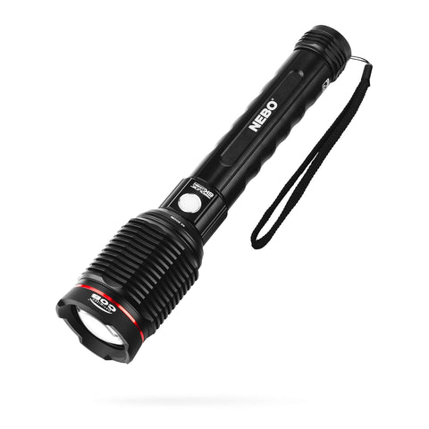 NEBO Redline 6K flashlight front view with bright beam for outdoor visibility