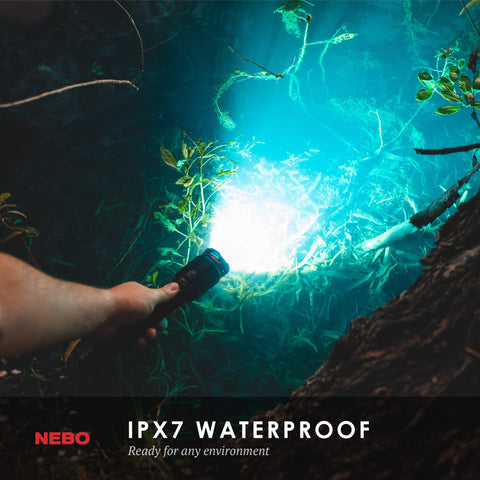 NEBO Redline 6K flashlight waterproof design suitable for rain and rugged adventures