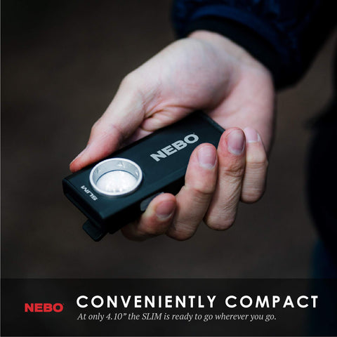 NEBO SLIM includes charging cable for convenient recharging.