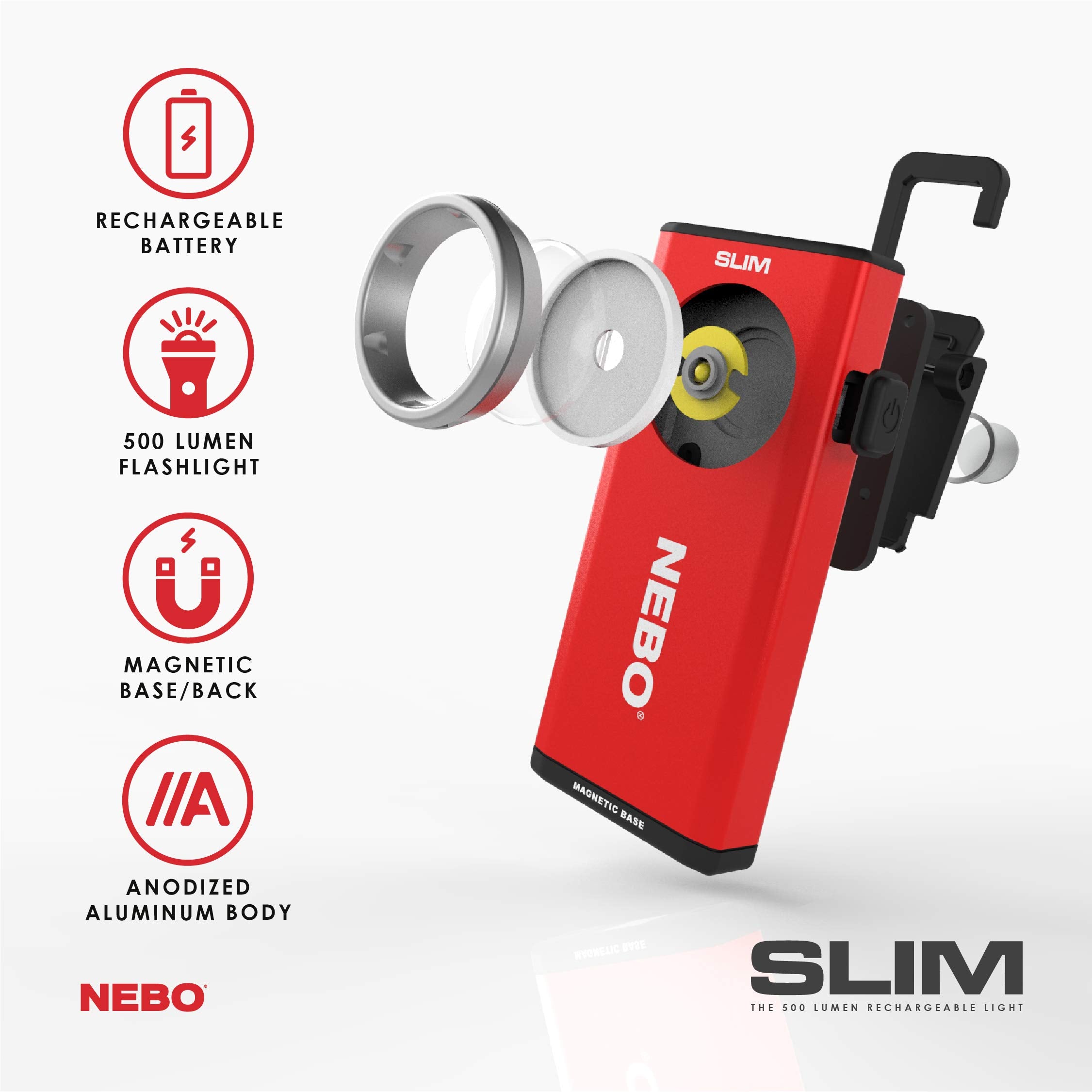 Nebo Slim delivers up to 500 lumens for versatile outdoor and indoor lighting.