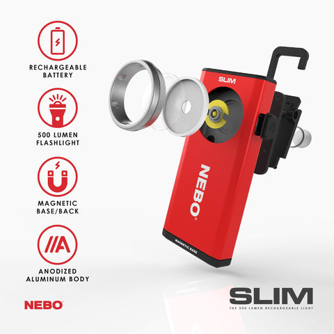 Nebo Slim delivers up to 500 lumens for versatile outdoor and indoor lighting.