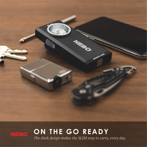 NEBO SLIM water-resistant aluminum body designed for rugged use.