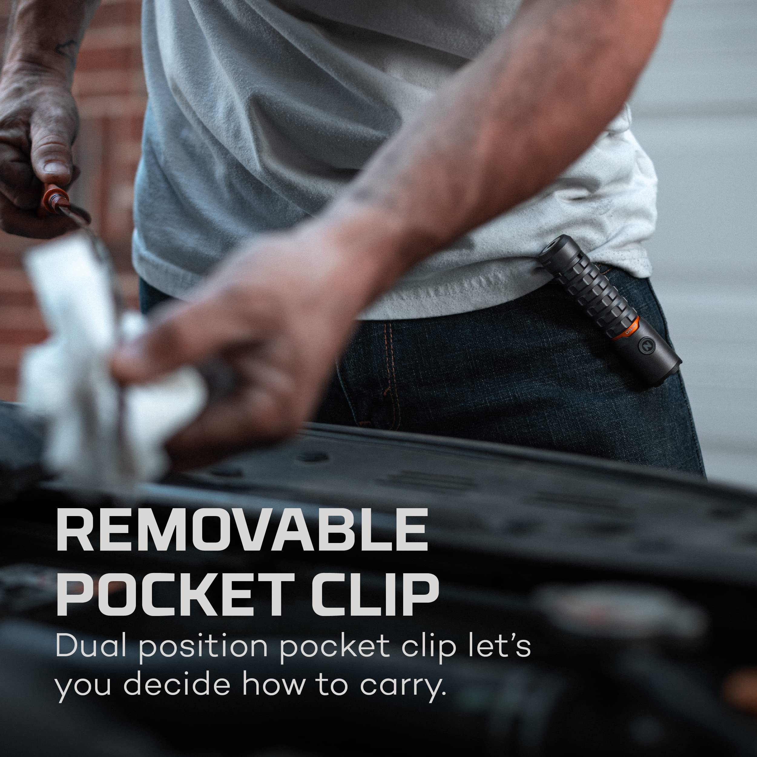 NEBO Torchy 2K pocket flashlight low mode extends runtime to 30 hours
