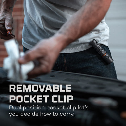 NEBO Torchy 2K pocket flashlight low mode extends runtime to 30 hours