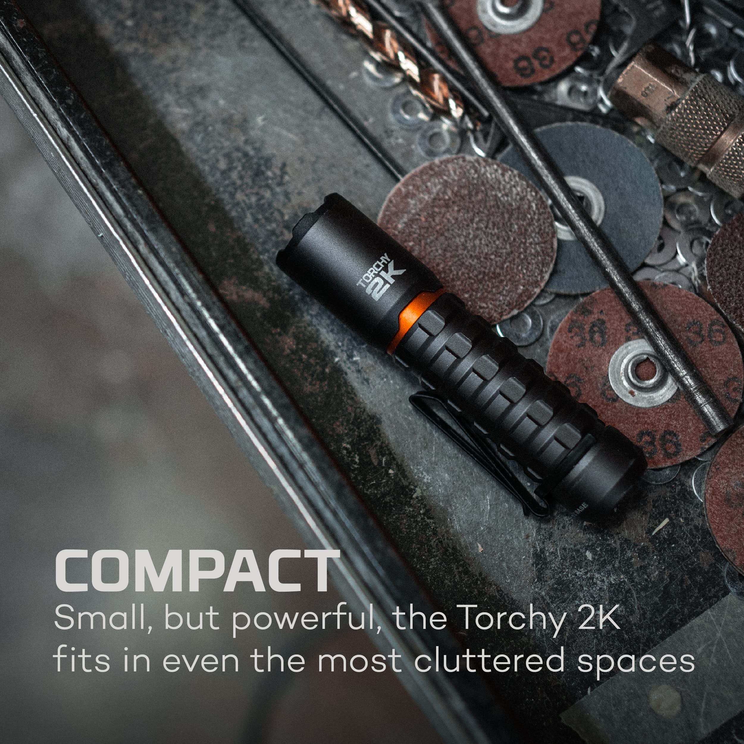 NEBO Torchy 2K pocket flashlight removable clip for hands-free carry