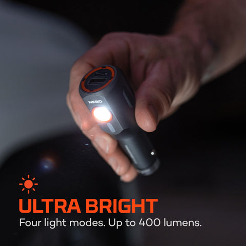 NEBO Transport 400 high mode for strong nighttime visibility