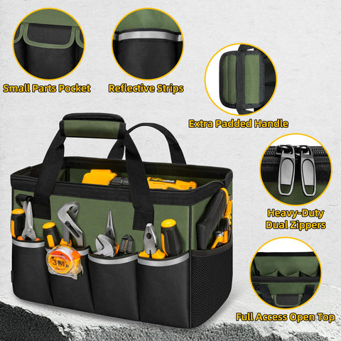 NECKORY tool bag padded handles for comfortable heavy-load carrying.
