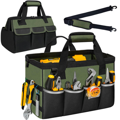 NECKORY Tool Bag with wide mouth and interior frame for quick tool access.