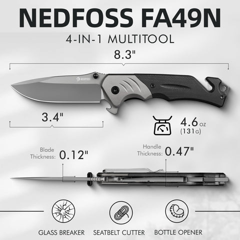 NedFoss FA49N Pro folding knife shown in closed form for pocket carry.