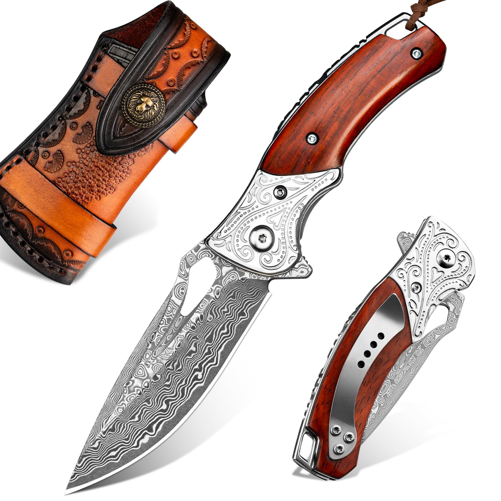 NedFoss Heron Damascus Knife with 2.8-inch blade, ideal for daily carry and precision tasks.