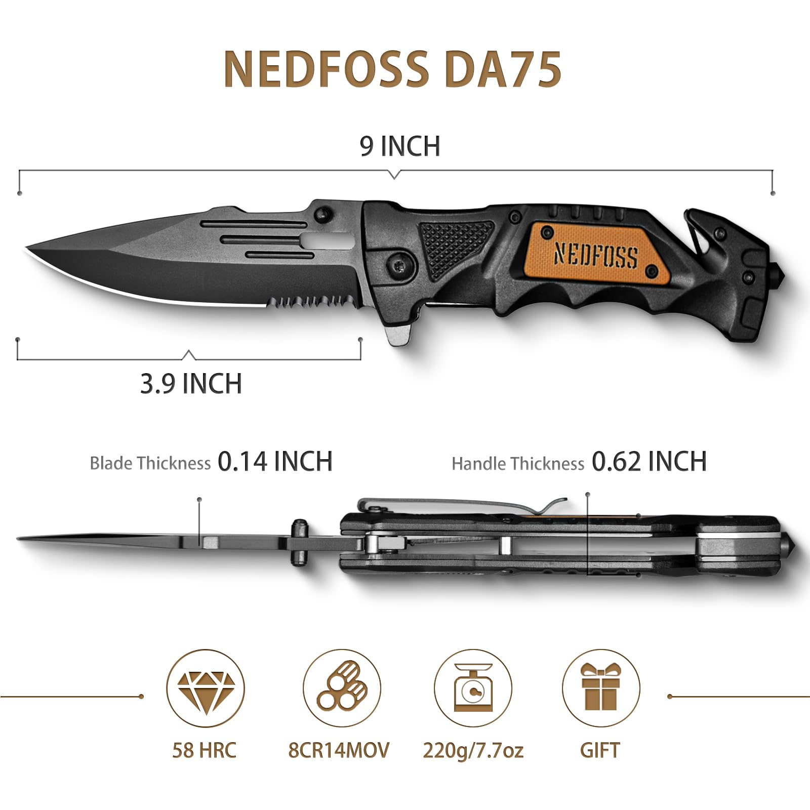 NedFoss handle close-up shows G10 and aluminum construction