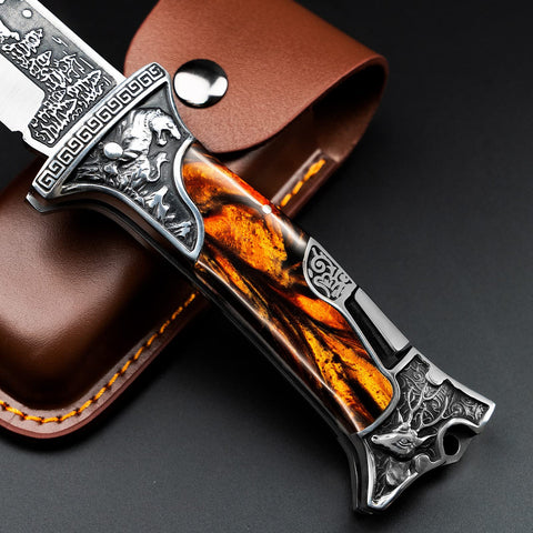 NedFoss TIGER ROAR handle laser engraving featuring a tiger motif.