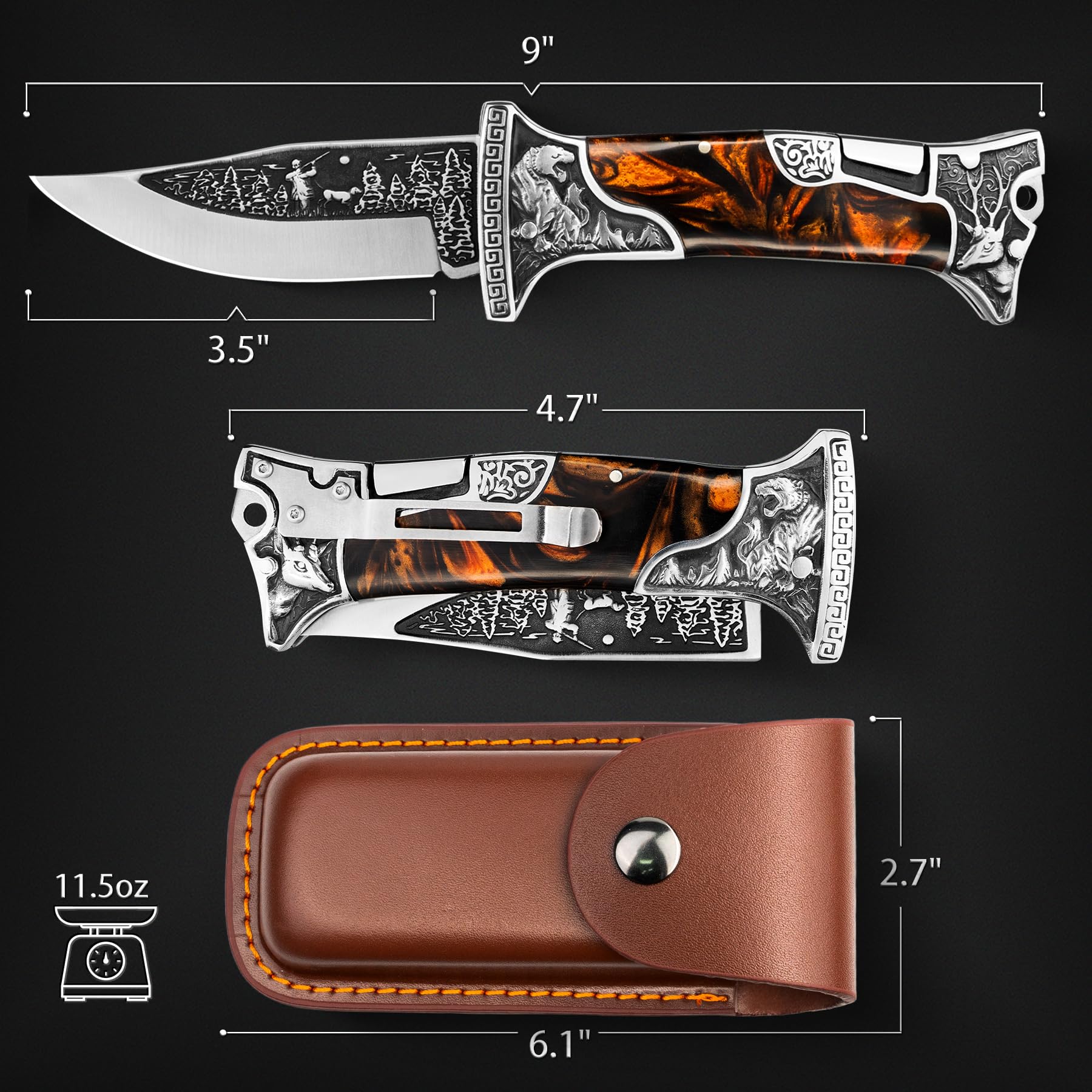 NedFoss TIGER ROAR knife in holster for safe everyday carry.
