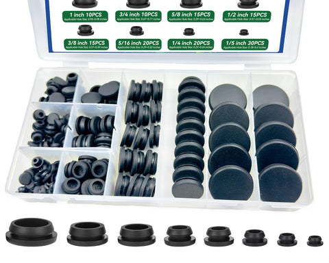 NEEBETEK 135Pcs silicone hole plugs kit in box for quick selection.