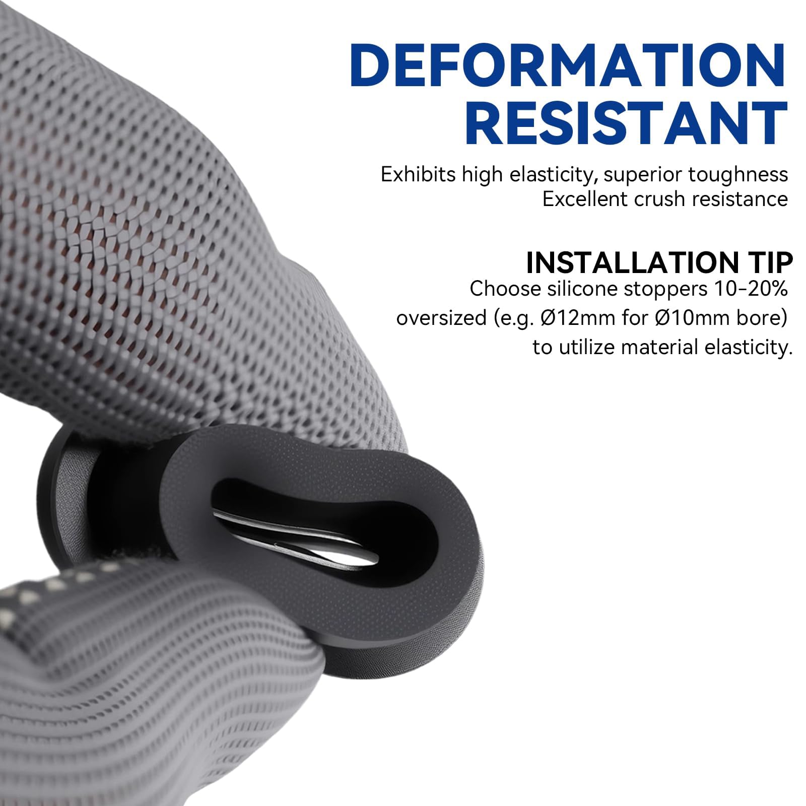 NEEBETEK plugs fitting round holes in wood and metal surfaces.