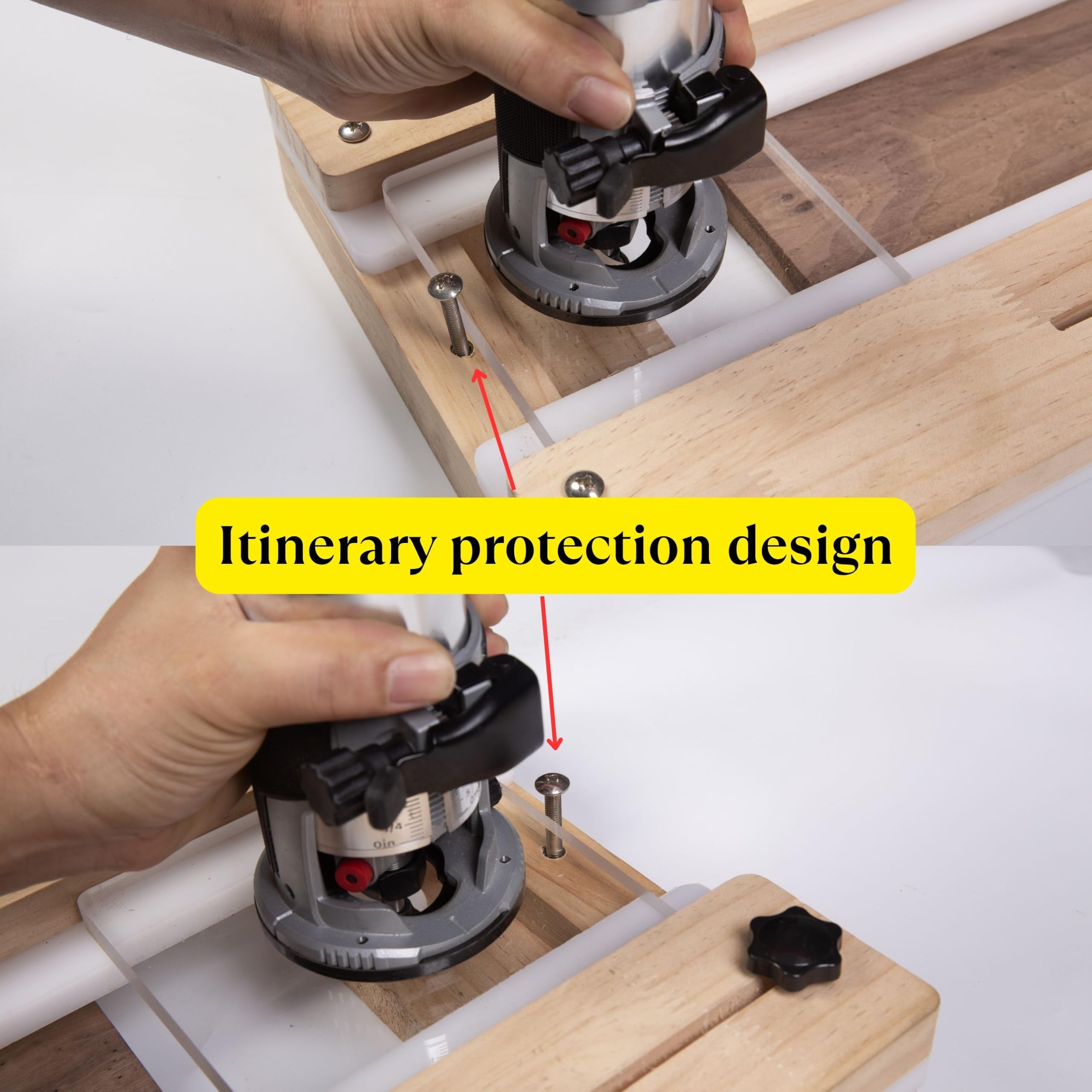 Neeho Router Sled accommodates boards up to 20 inches wide.