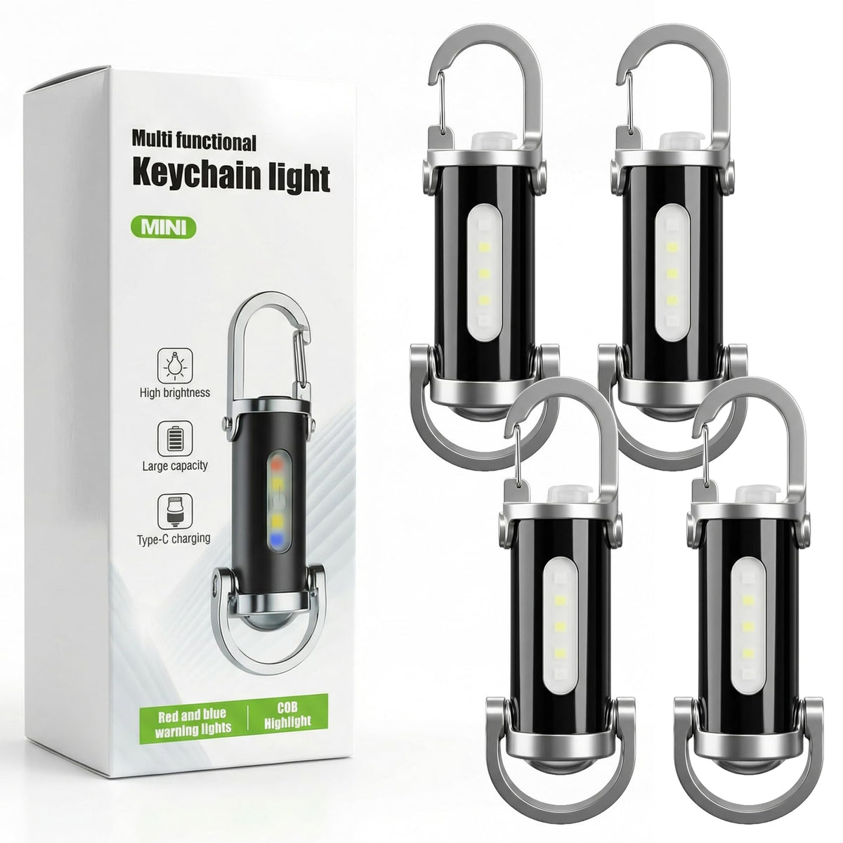 NefosLeuki keychain LED flashlight front view for easy access and portability