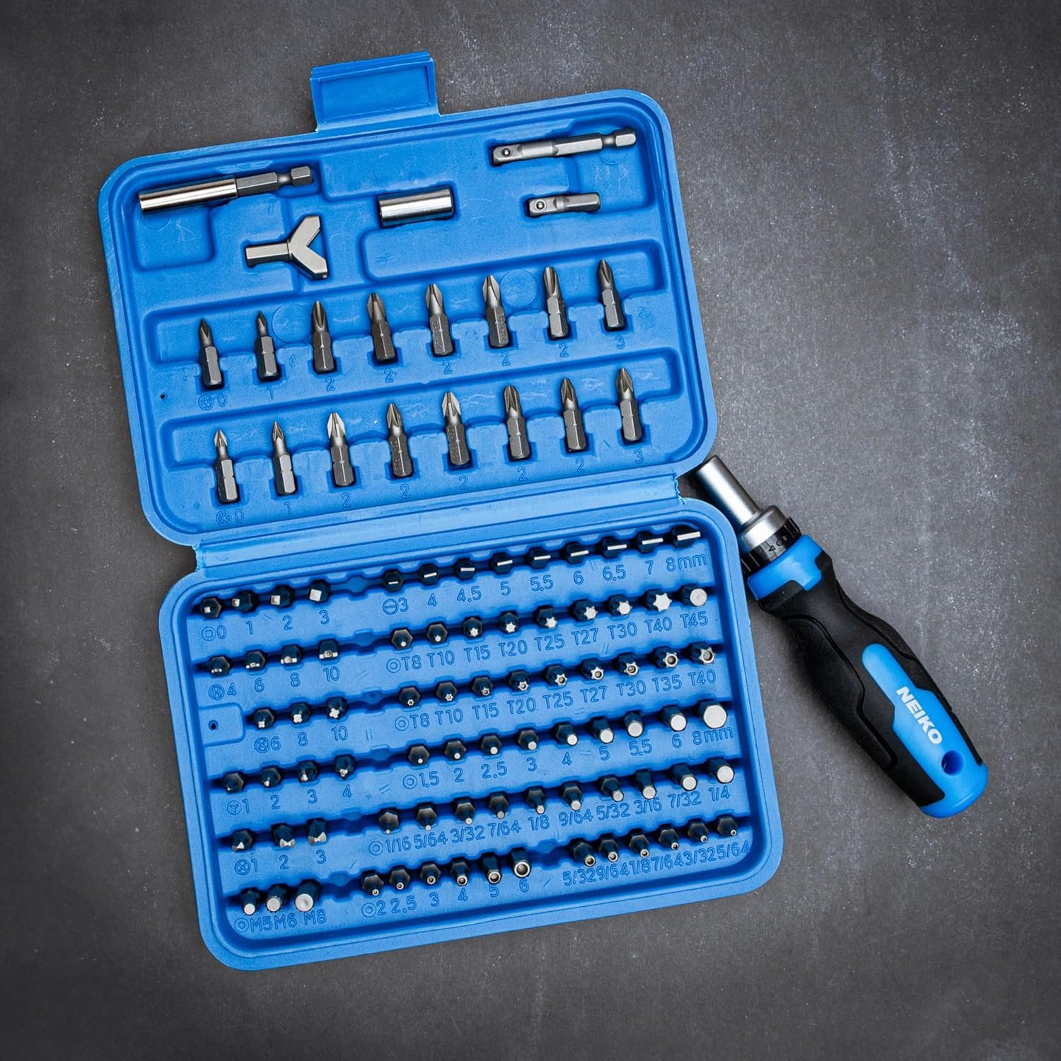 NEIKO 10082A square and spanner bits handle square-headed fasteners.