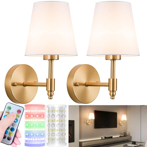 Nekhung battery wall sconces set of two offer wireless placement for versatile room lighting.