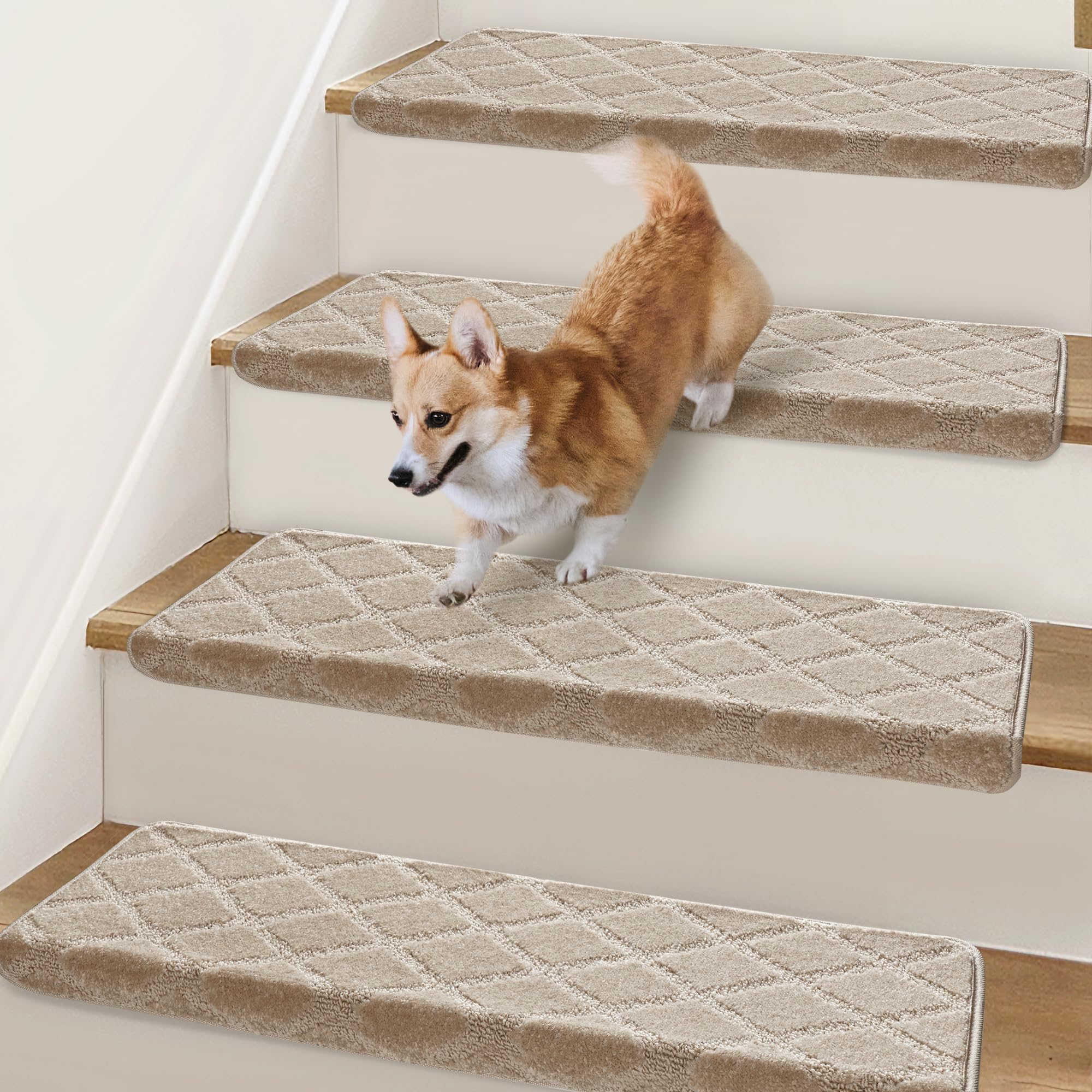 NEKL bullnose stair treads close-up texture for non-slip grip on wooden stairs, safer footing.