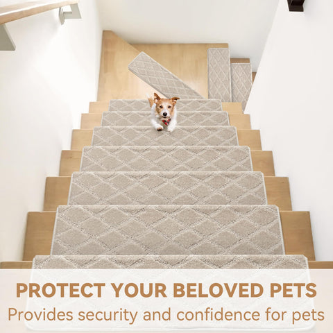 NEKL tufted surface offers soft, quiet underfoot during high-traffic staircase use.