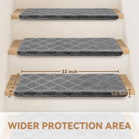 NEKL diamond-pattern grey treads offering quiet, cushioned underfoot.
