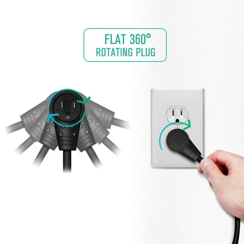 Nekteck 14AWG copper extension cord with grounded three-prong plug.