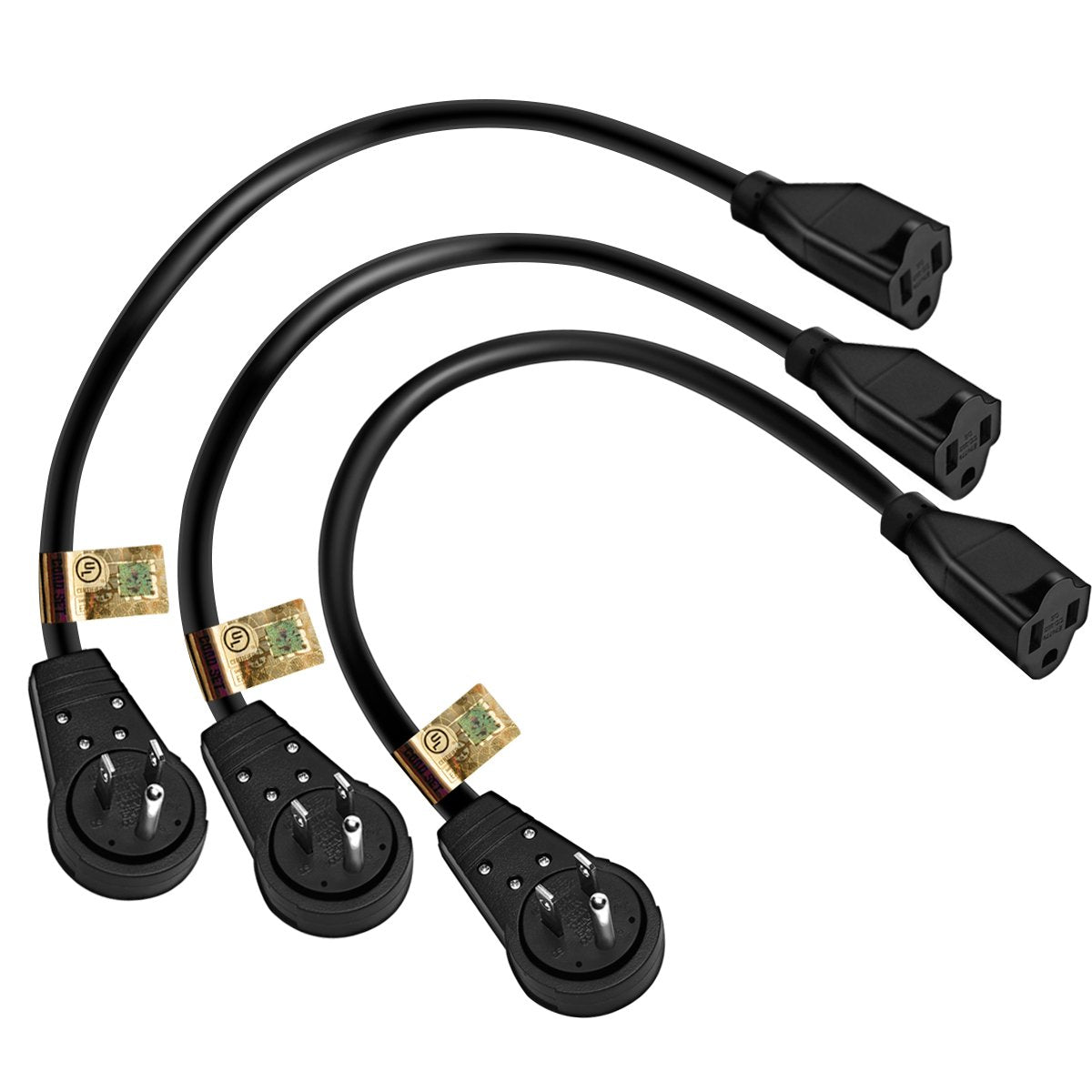 Nekteck 360° rotating flat plug extension cord enables versatile outlet access.