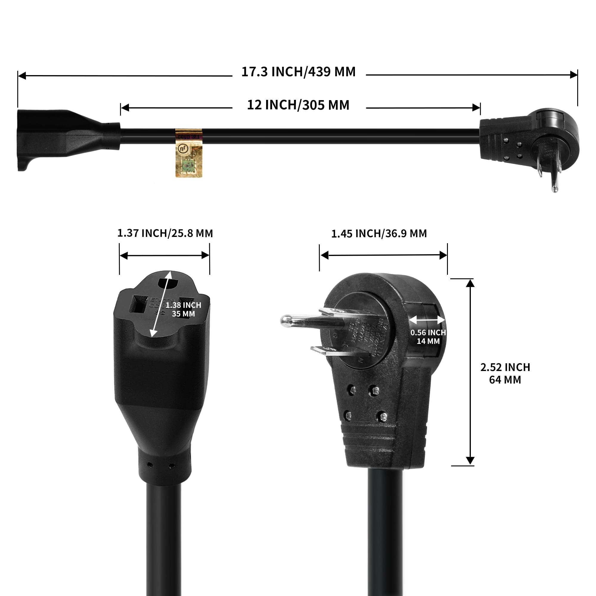 Nekteck flat plug right-angle extension cord keeps furniture flush against walls.