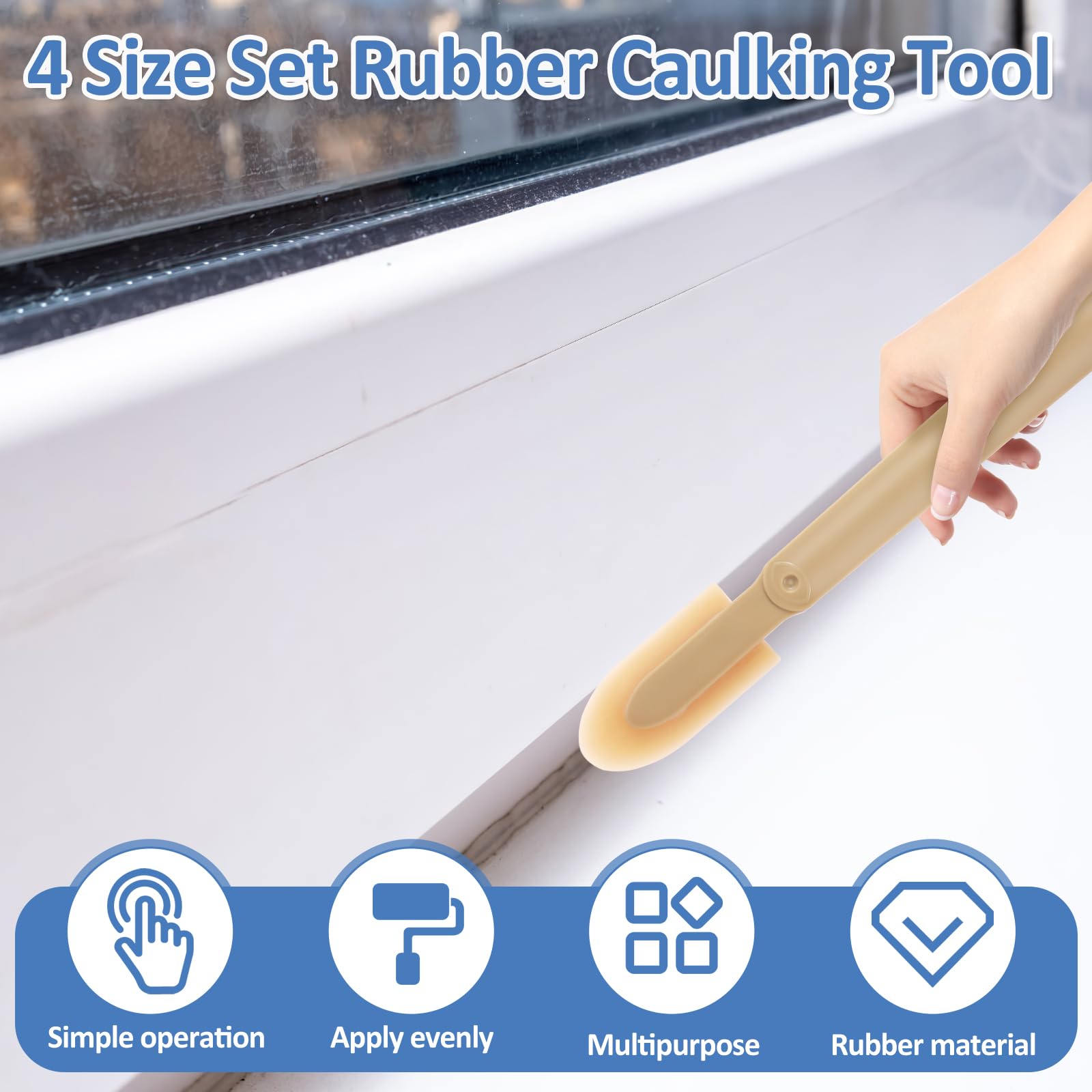 NEMTMCUA caulking finishing tool with four tip sizes smoothing corners