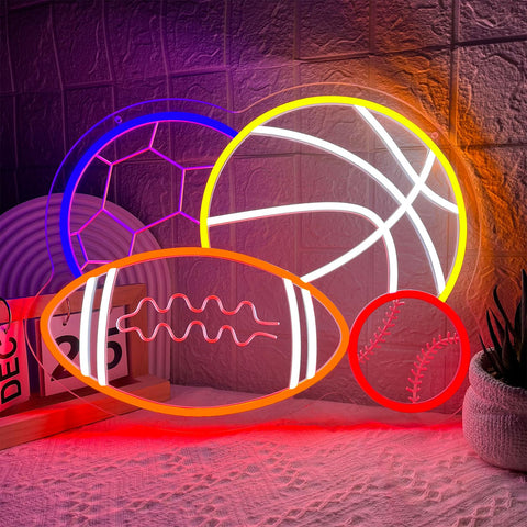 Nen Sign 4-ball neon sign shows four sports in one vibrant display for versatile decor